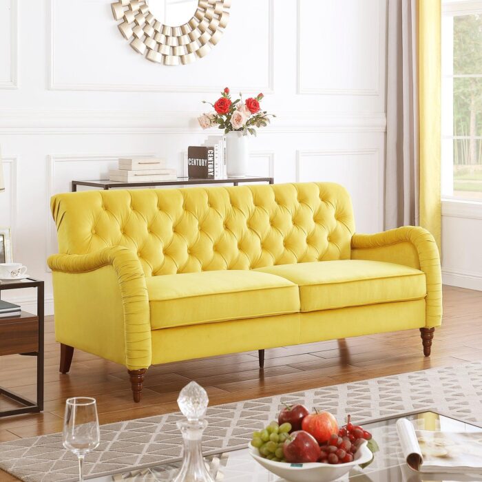 WIIS' IDEA™ Modern 3 Seater Chesterfield Sofa - Yellow