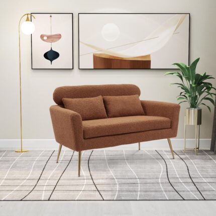 WIIS' IDEA™ Modern Boucle Loveseat Sofa - Brown