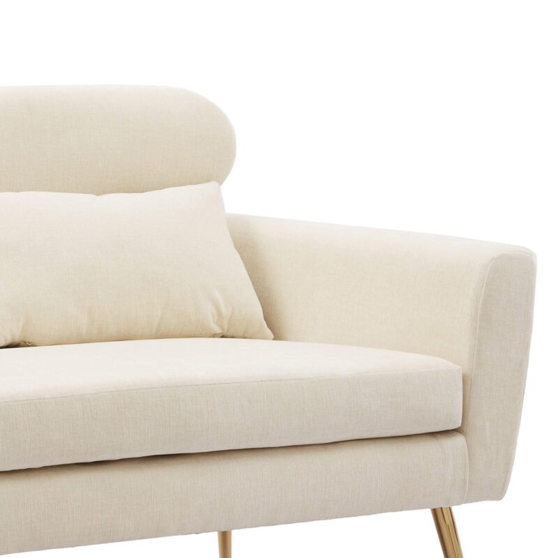 WIIS' IDEA™ Modern Chenille Loveseat Sofa With Gold Metal Legs - Beige