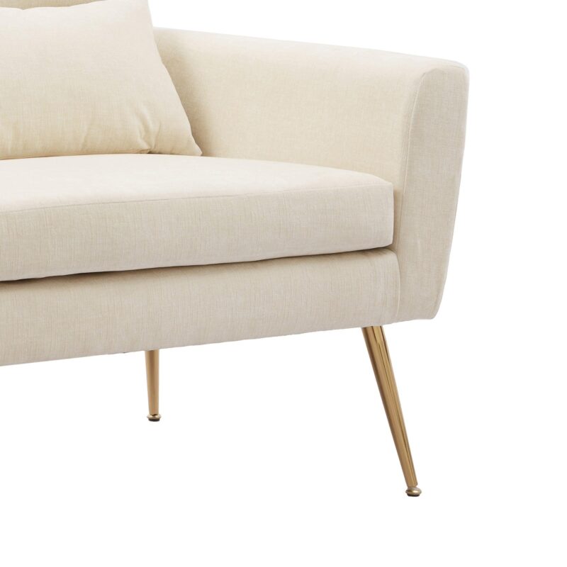 WIIS' IDEA™ Modern Chenille Loveseat Sofa With Gold Metal Legs - Beige