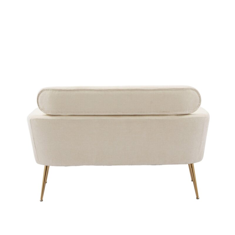 WIIS' IDEA™ Modern Chenille Loveseat Sofa With Gold Metal Legs - Beige