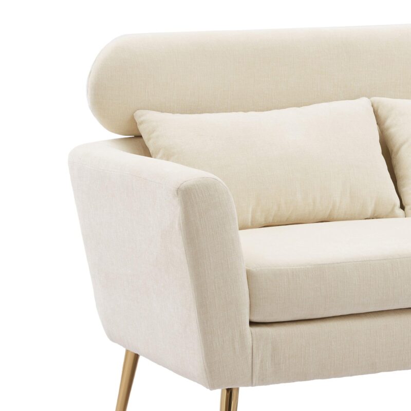 WIIS' IDEA™ Modern Chenille Loveseat Sofa With Gold Metal Legs - Beige