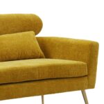 WIIS' IDEA™ Modern Chenille Loveseat Sofa With Gold Metal Legs - Mustard