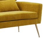 WIIS' IDEA™ Modern Chenille Loveseat Sofa With Gold Metal Legs - Mustard