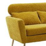 WIIS' IDEA™ Modern Chenille Loveseat Sofa With Gold Metal Legs - Mustard