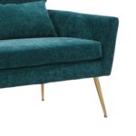 WIIS' IDEA™ Modern Chenille Loveseat Sofa With Gold Metal Legs - Peacock Blue