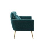 WIIS' IDEA™ Modern Chenille Loveseat Sofa With Gold Metal Legs - Peacock Blue