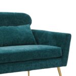 WIIS' IDEA™ Modern Chenille Loveseat Sofa With Gold Metal Legs - Peacock Blue