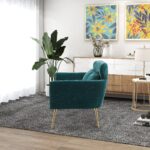 WIIS' IDEA™ Modern Chenille Loveseat Sofa With Gold Metal Legs - Peacock Blue