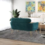 WIIS' IDEA™ Modern Chenille Loveseat Sofa With Gold Metal Legs - Peacock Blue