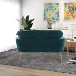 WIIS' IDEA™ Modern Chenille Loveseat Sofa With Gold Metal Legs - Peacock Blue