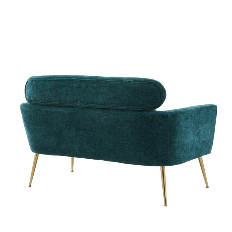 WIIS' IDEA™ Modern Chenille Loveseat Sofa With Gold Metal Legs - Peacock Blue