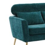 WIIS' IDEA™ Modern Chenille Loveseat Sofa With Gold Metal Legs - Peacock Blue