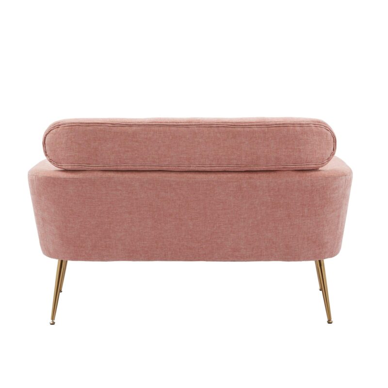 WIIS' IDEA™ Modern Chenille Loveseat Sofa With Gold Metal Legs - Pink