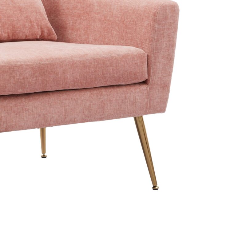 WIIS' IDEA™ Modern Chenille Loveseat Sofa With Gold Metal Legs - Pink