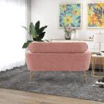 WIIS' IDEA™ Modern Chenille Loveseat Sofa With Gold Metal Legs - Pink