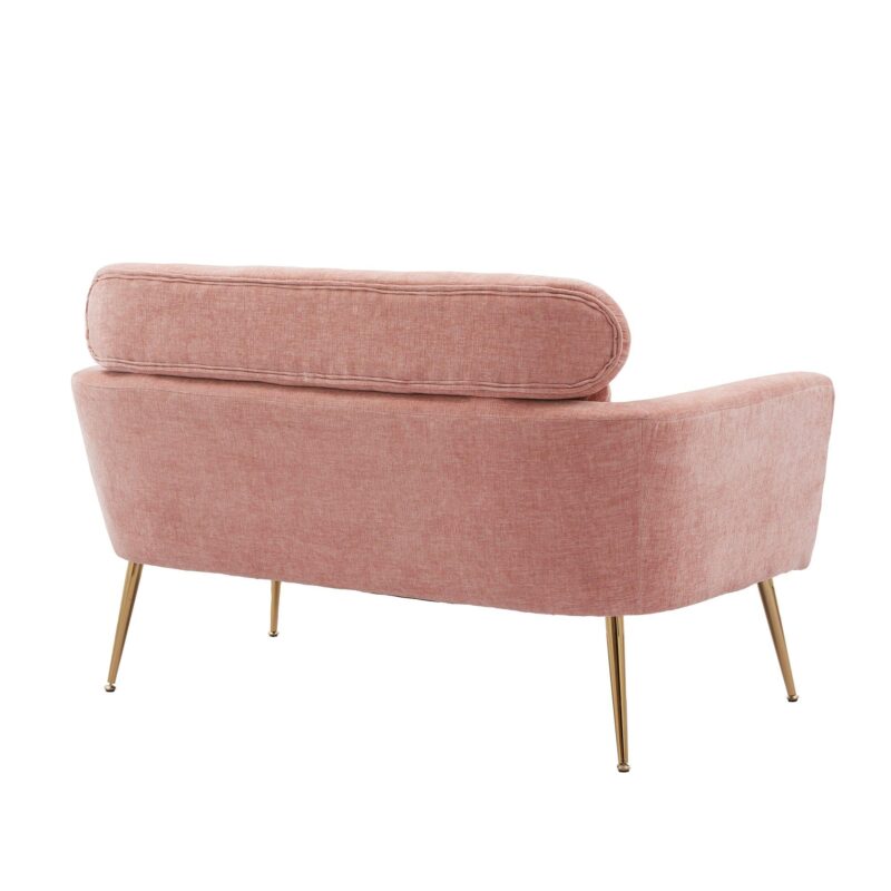 WIIS' IDEA™ Modern Chenille Loveseat Sofa With Gold Metal Legs - Pink