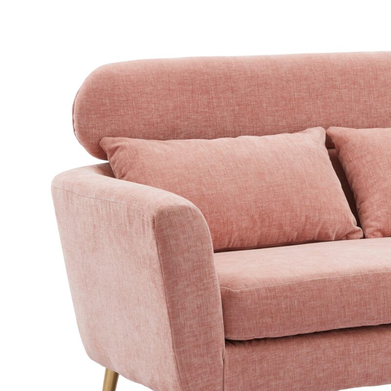 WIIS' IDEA™ Modern Chenille Loveseat Sofa With Gold Metal Legs - Pink