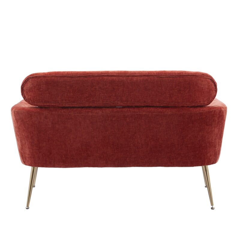 WIIS' IDEA™ Modern Chenille Loveseat Sofa With Gold Metal Legs - Terracotta