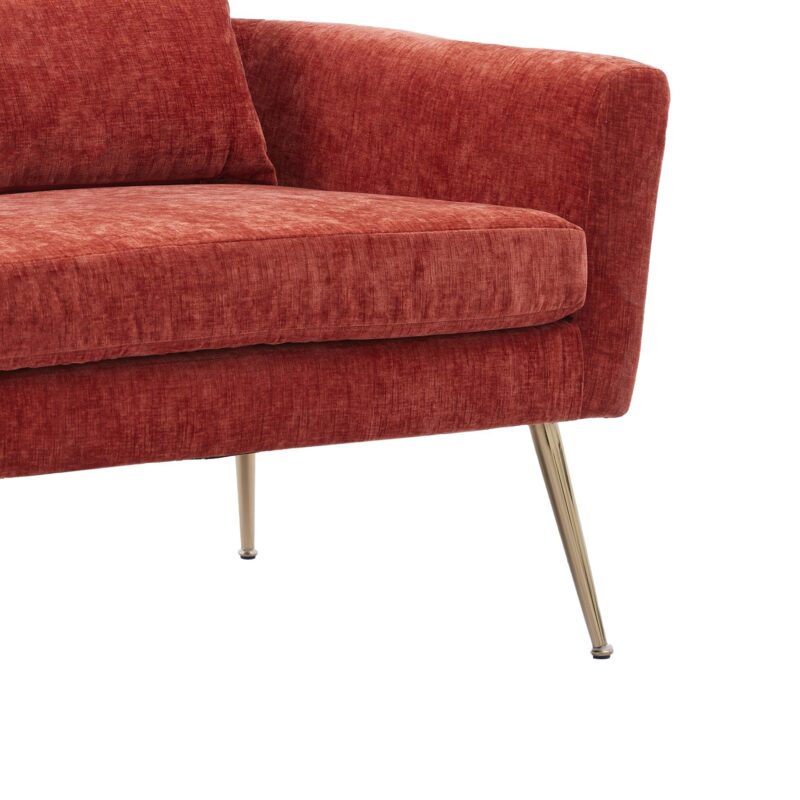 WIIS' IDEA™ Modern Chenille Loveseat Sofa With Gold Metal Legs - Terracotta