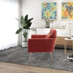 WIIS' IDEA™ Modern Chenille Loveseat Sofa With Gold Metal Legs - Terracotta