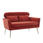 WIIS' IDEA™ Modern Chenille Loveseat Sofa With Gold Metal Legs - Terracotta