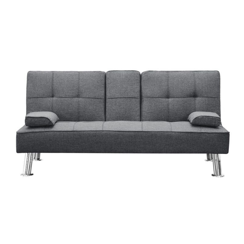 WIIS' IDEA™ Modern Convertible Folding Futon Loveseat Sofa Bed With Removable Armrests - Grey