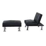 WIIS' IDEA™ Modern Convertible Folding Leather Sofa Bed Chair With Ottoman - Black