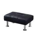 WIIS' IDEA™ Modern Convertible Folding Leather Sofa Bed Chair With Ottoman - Black