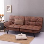 Modern Convertible Memory Foam Futon Sofa Bed & Folding Sleeper Sofa - Brown