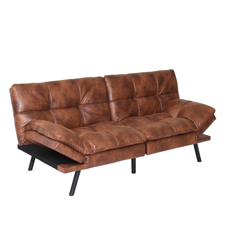 Modern Convertible Memory Foam Futon Sofa Bed & Folding Sleeper Sofa - Brown