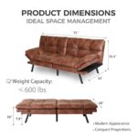 Modern Convertible Memory Foam Futon Sofa Bed & Folding Sleeper Sofa - Brown