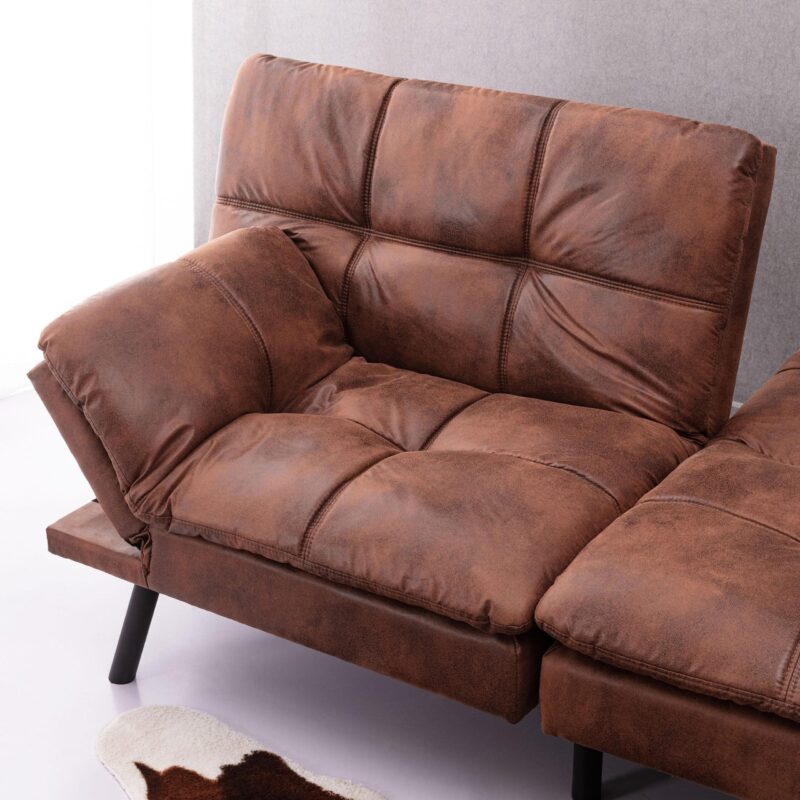 Modern Convertible Memory Foam Futon Sofa Bed & Folding Sleeper Sofa - Brown