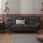 WIIS' IDEA™ Modern Convertible Memory Foam Futon Sofa Bed & Folding Sleeper Sofa - Dark Grey