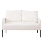 WIIS' IDEA™ Modern Design Fabric Loveseat Sofa Couch With Metal Legs - Beige