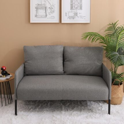 WIIS' IDEA™ Modern Design Fabric Loveseat Sofa Couch With Metal Legs - Grey