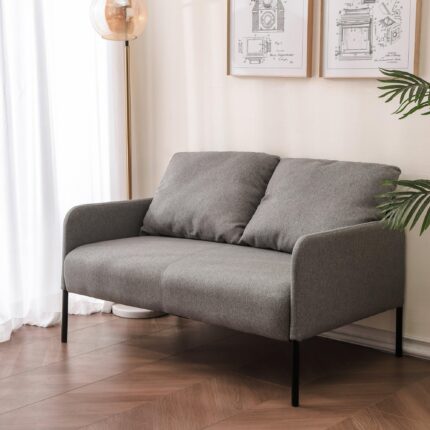 WIIS' IDEA™ Modern Design Fabric Loveseat Sofa Couch With Metal Legs - Grey