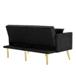 Modern Design Velvet  Sofa Bed With Multiple Adjustable Positions - Black