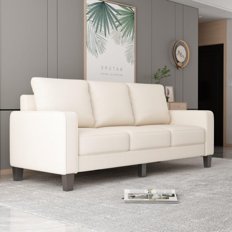 WIIS' IDEA™ Modern Fabric 3 Seaters Sofa For Living Room - Beige