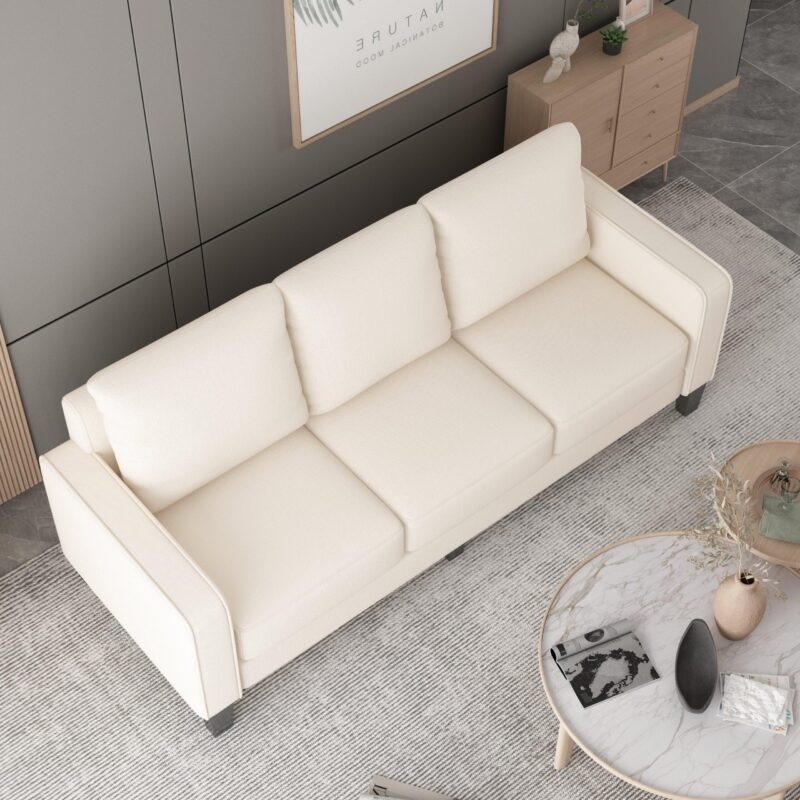 WIIS' IDEA™ Modern Fabric 3 Seaters Sofa For Living Room - Beige