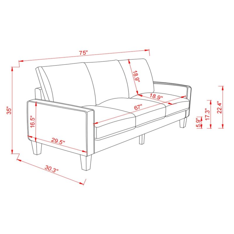 WIIS' IDEA™ Modern Fabric 3 Seaters Sofa For Living Room - Beige