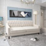 WIIS' IDEA™ Modern Fabric Square Arm Sofa - Beige