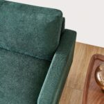 Modern L-shaped Fabric Sofa 3 Seater With Ottoman - Emerald