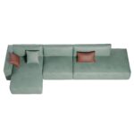 WIIS' IDEA™ Modern L-Shaped Sectional Sofa With Soft Linen Fabrics - Green