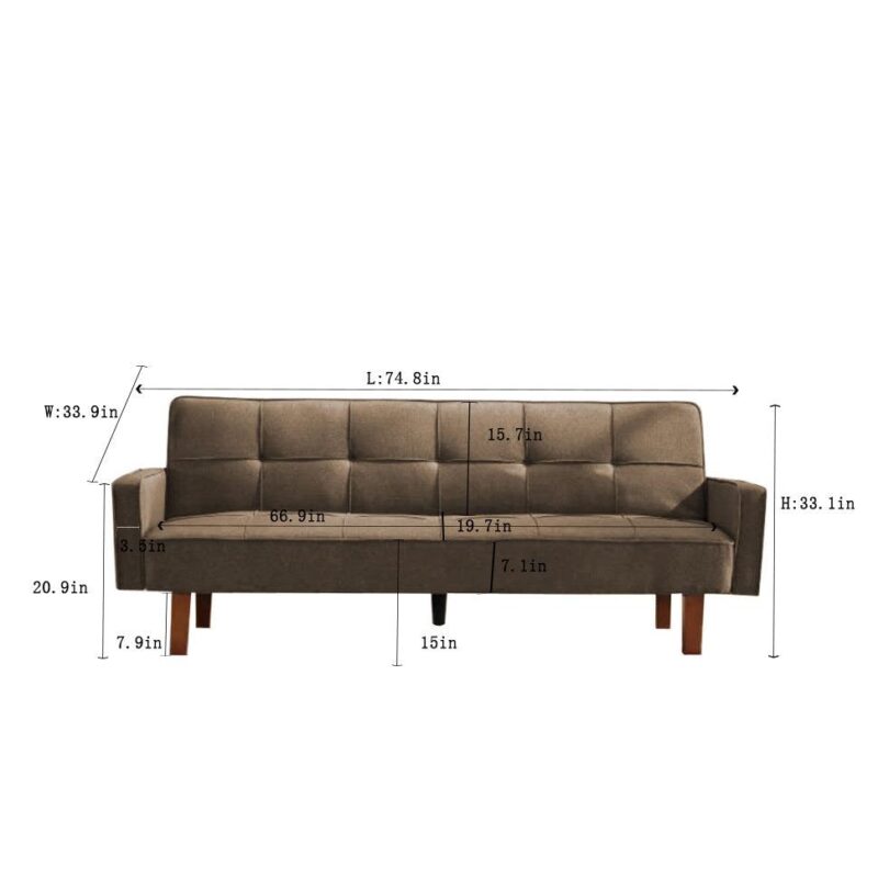 WIIS' IDEA™ Modern Linen Sofa Bed For Living Room - Brown
