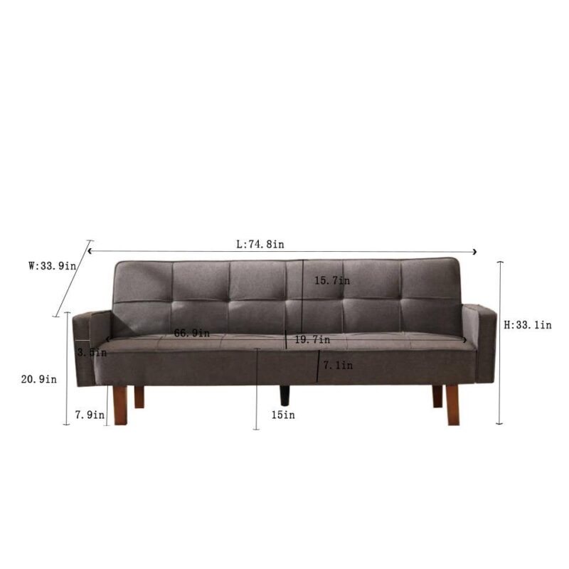 WIIS' IDEA™ Modern Linen Sofa Bed For Living Room - Grey