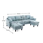 WIIS' IDEA™ Modern Living Room Fabric Sectional  Sofa - Light Blue