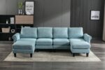 WIIS' IDEA™ Modern Living Room Fabric Sectional  Sofa - Light Blue