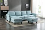 WIIS' IDEA™ Modern Living Room Fabric Sectional  Sofa - Light Blue