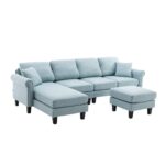 WIIS' IDEA™ Modern Living Room Fabric Sectional  Sofa - Light Blue